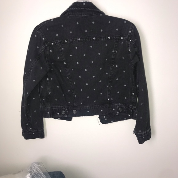 Current Elliot Baby Trucker Black Denim jacket with white polka dots. Women’s 0 - Picture 2 of 10